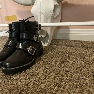 Faux leather booties